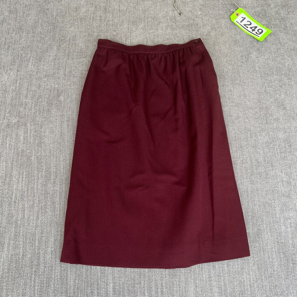 Vtg Lillie Rubin Pencil Skirt Womens 8 Burgundy Lined Slit Office Career Classic